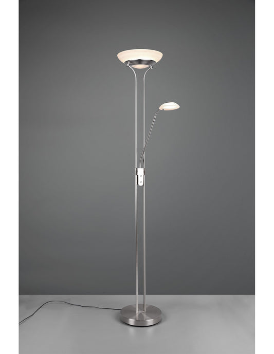 Lámpara de pie LED regulable con foco de lectura Orson Nichel Trio Lighting