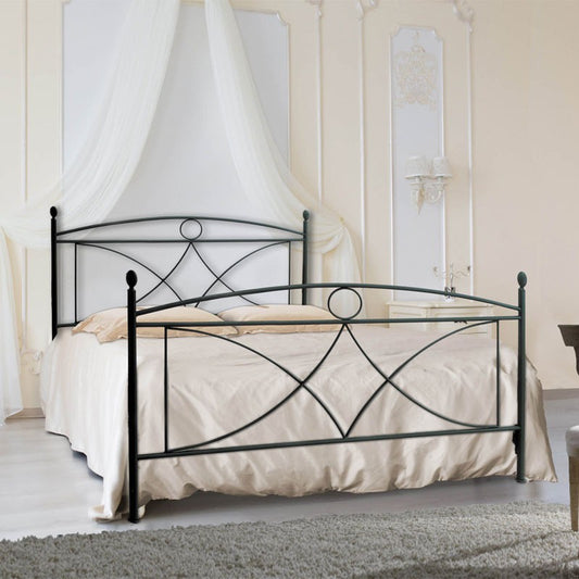 ALICE cama doble de hierro negro con pie de cama 166x208x h128 cm