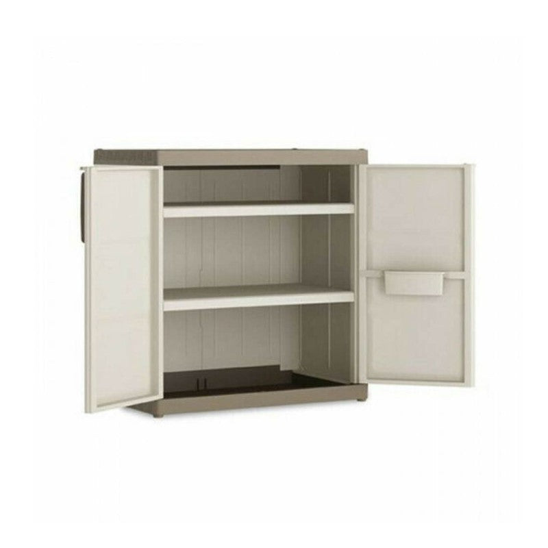 Armario multiusos bajo con dos puertas y dos baldas Beige EXCELLENCE 89x54x h93 cm