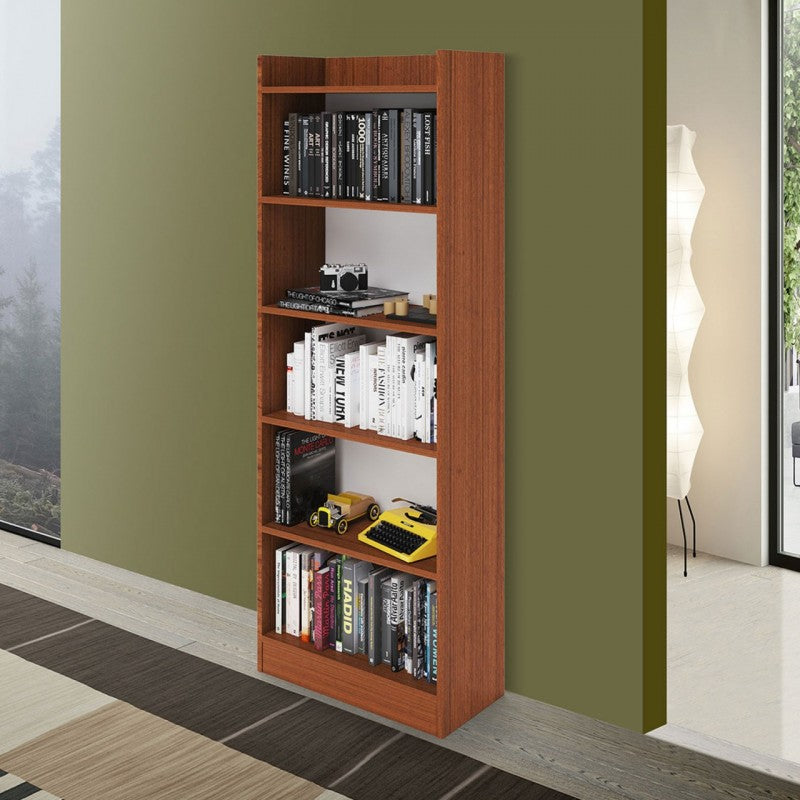 Librería antigua de nogal en madera de melamina 6 estantes Al 180x64x29 cm