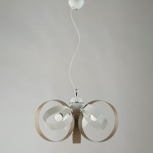 Lámpara colgante de tres luces de hierro blanco gris paloma 44x h26 cm