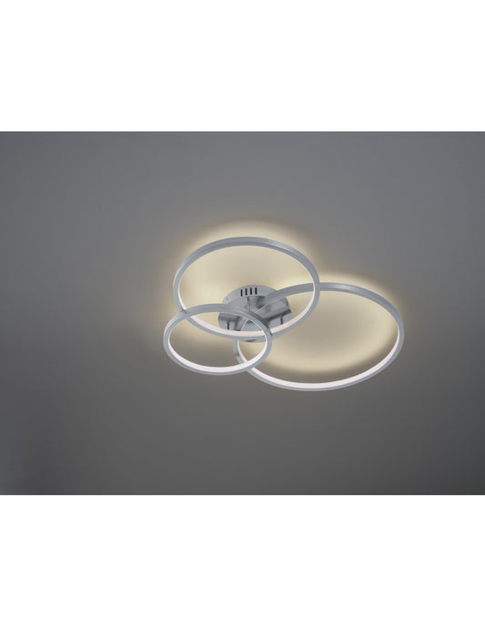 Plafón 3 Anillos LED 36w RGB Regulable Aaron Nichel Trio Lighting