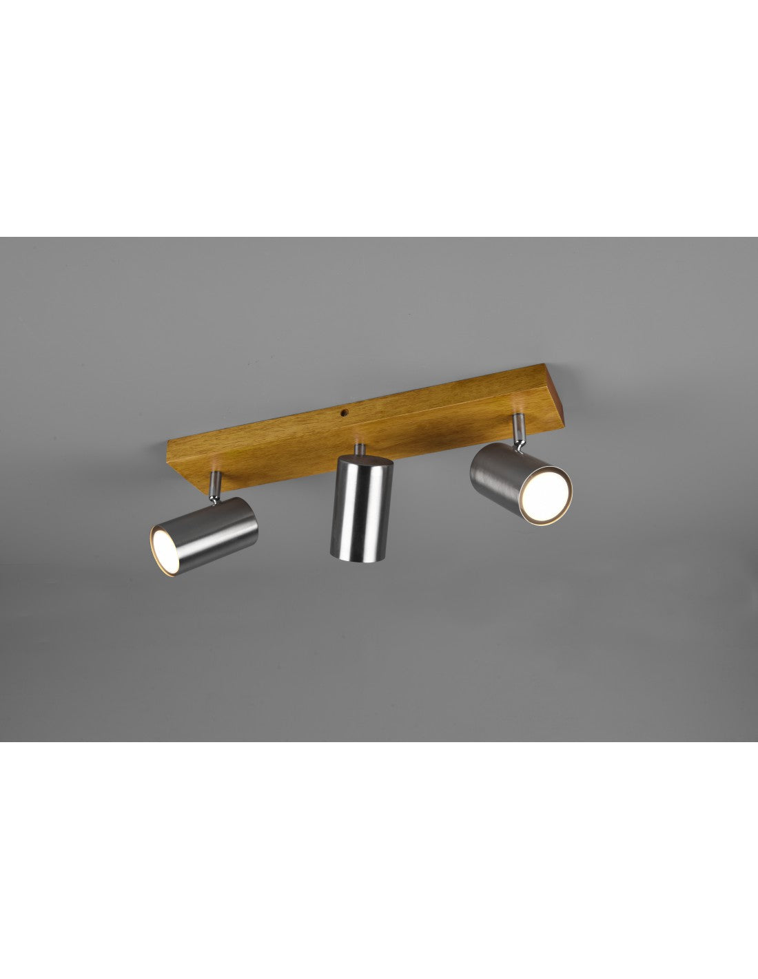 Marley Foco 3 Focos GU10 Níquel Y Madera L 44 cm Trio Lighting