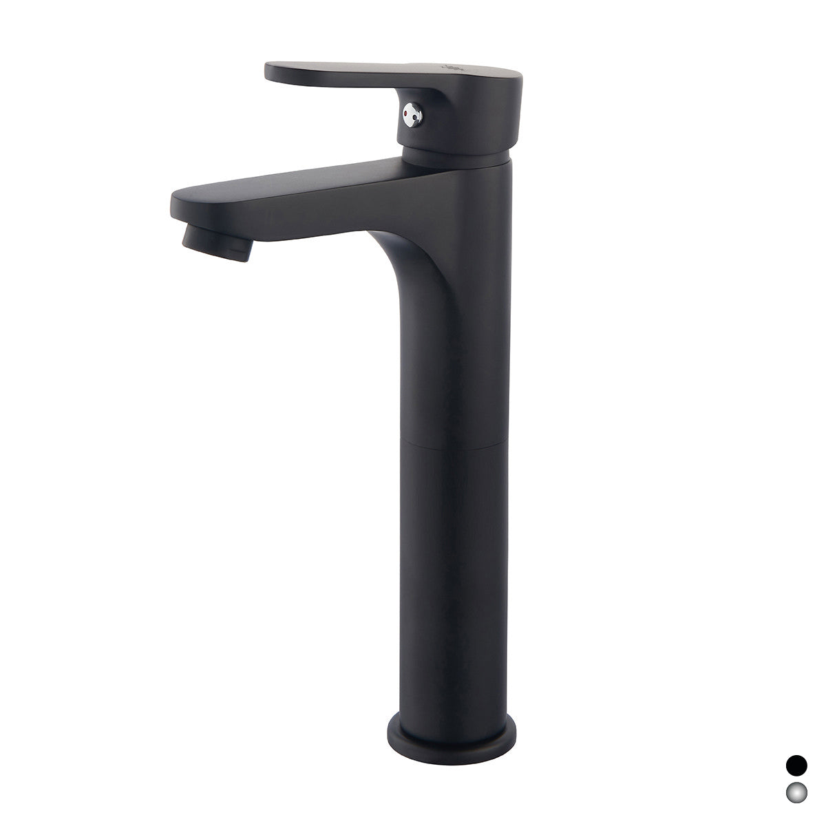 Mezclador de lavabo negro mate de 23,5 cm de altura sin desagüe