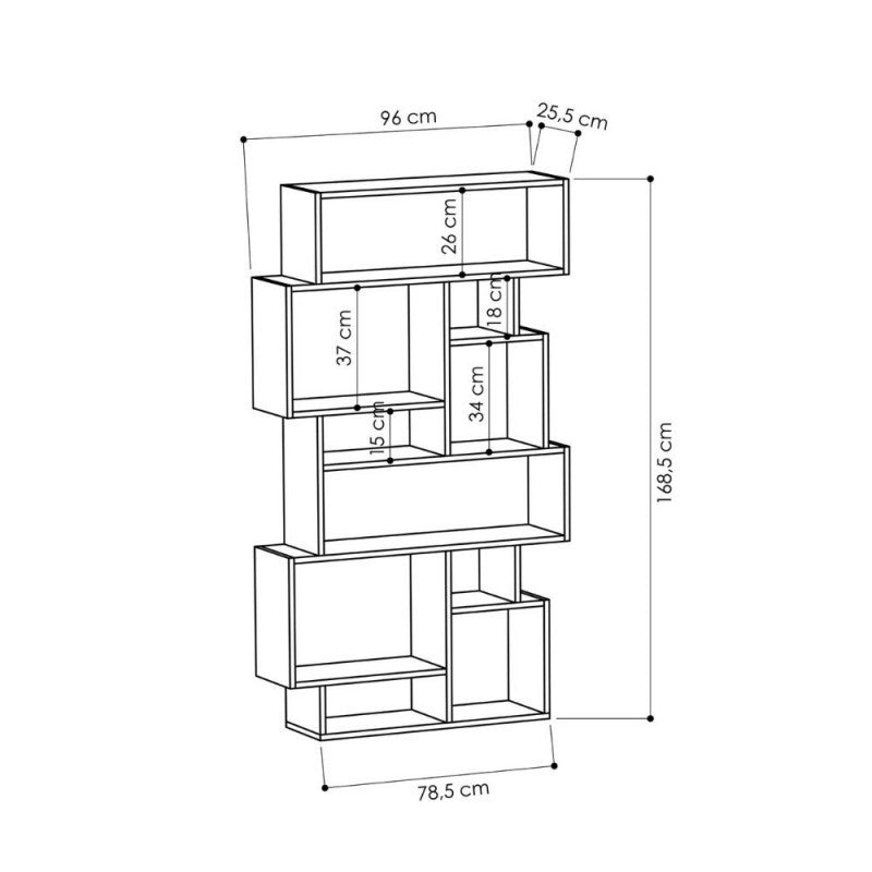 Libreria orizzontale bifacciale tortora Karmato   80,6x29,6xh.191 cm