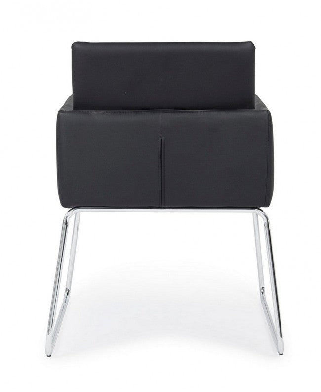 Silla con reposabrazos en símil piel Negro SIXTY 60x54x h80,5 cm