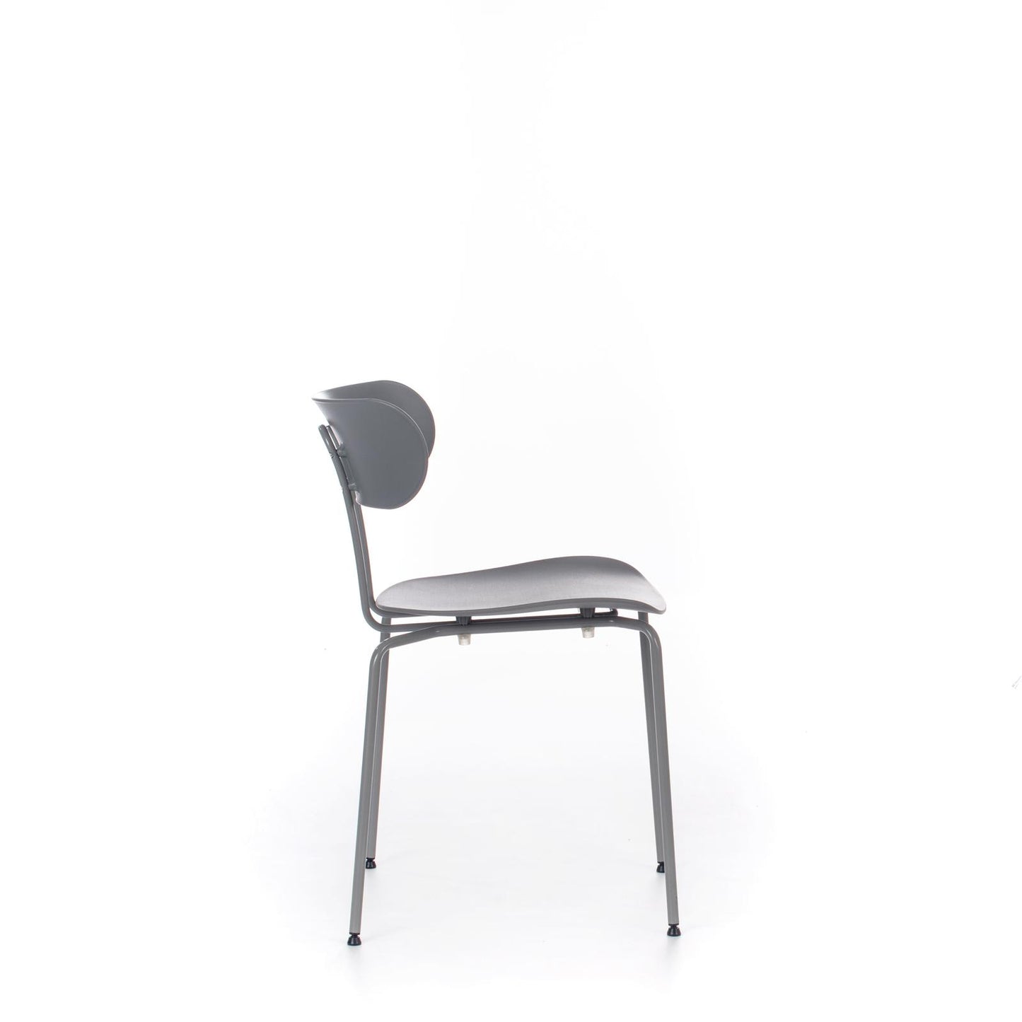 4x Silla de polipropileno con asiento gris.