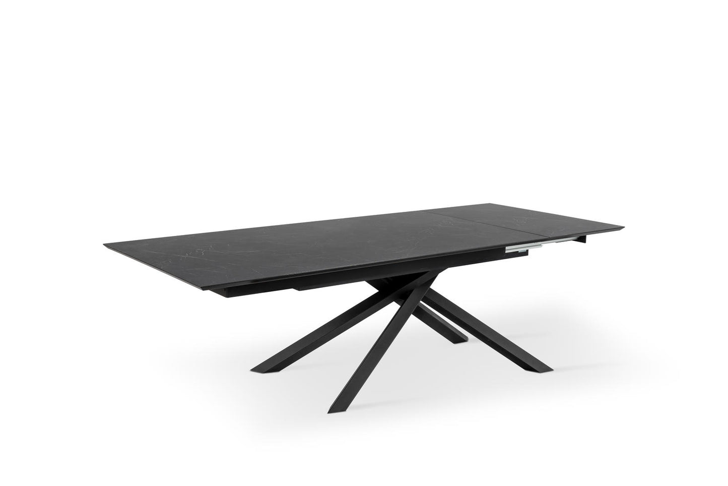 Mesa extensible con tapa de mármol negro 170/270x90x76h cm