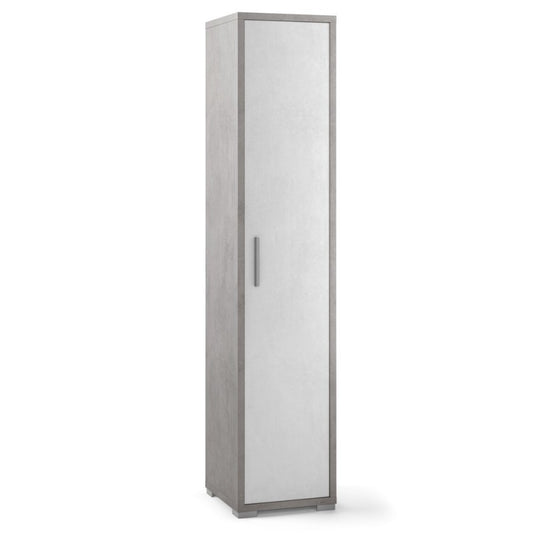 Armario multiusos estrecho en madera Cemento Blanco 39x41x h182 cm