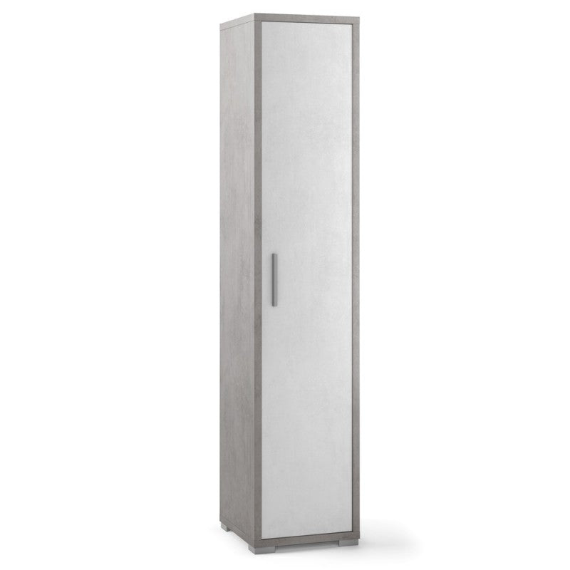 Armario multiusos estrecho en madera Cemento Blanco 39x41x h182 cm