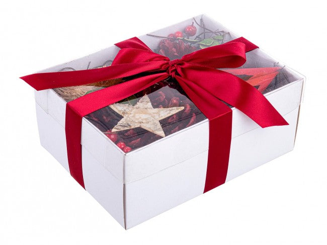 Paquete de 6 decoraciones rojas.