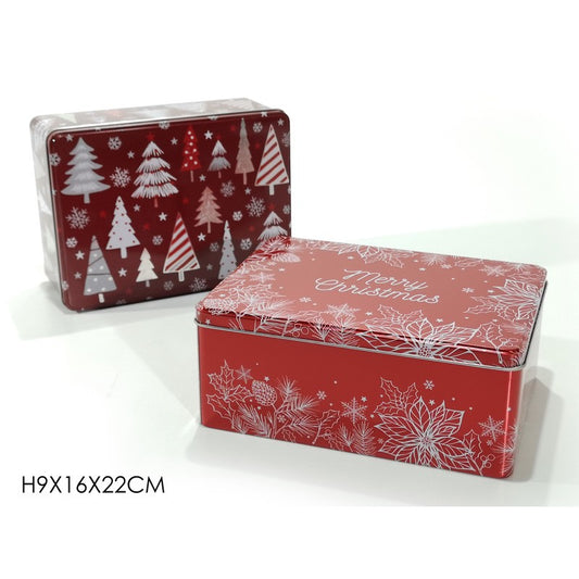 Caja de hojalata navideña surtida 16 x 22 x h 9 piezas 1