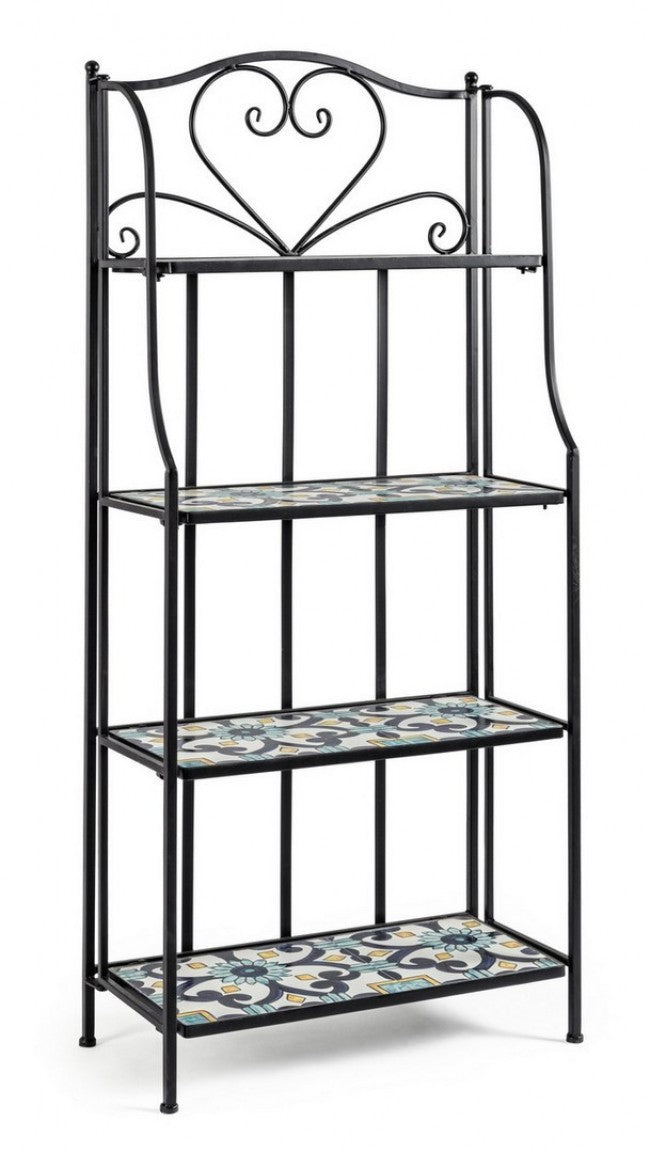 Librería plegable Positano 4 estantes en metal estilo country 57x28x133h cm