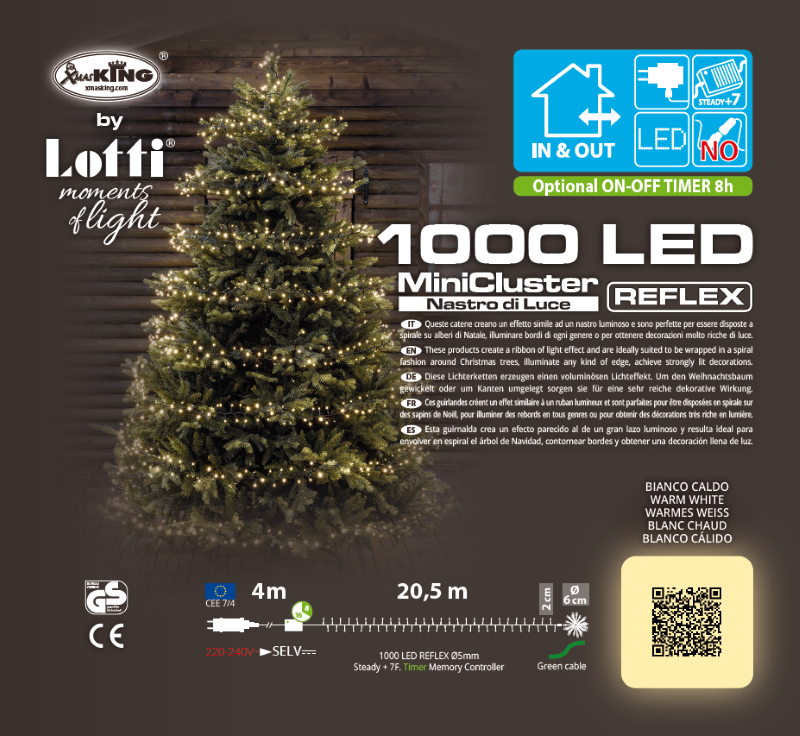 MiniCluster 1000 LEDs blanco cálido 20,5m