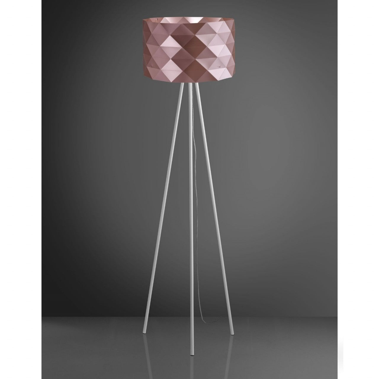Lámpara de pie trípode de metal rosa en metal cm. 40x146h