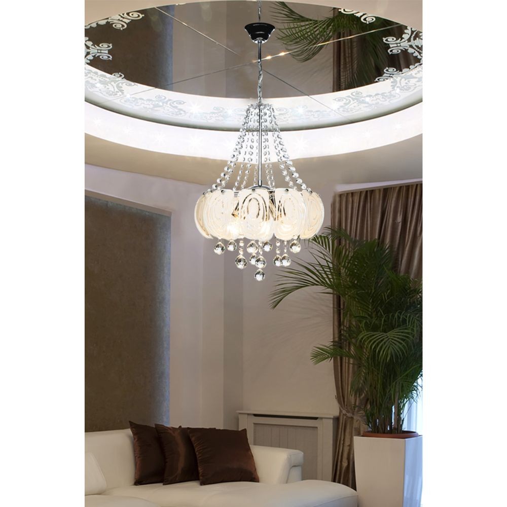 Lámpara de techo plateada Yon MDL3973 decorada con vidrio y piedras efecto cristal