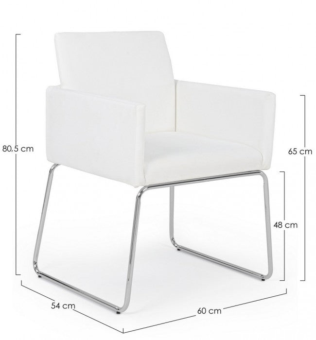 Silla con reposabrazos en símil piel Blanco SIXTY 60x54x h80,5 cm