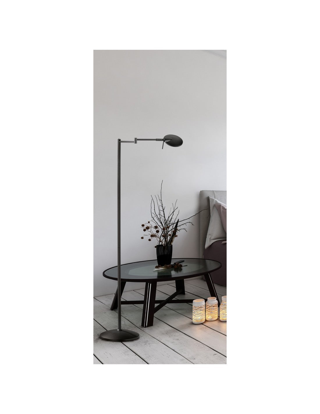 Lámpara de Pie Kazan Negro Led Touch Regulable Regulable H121 cm Trio Lighting