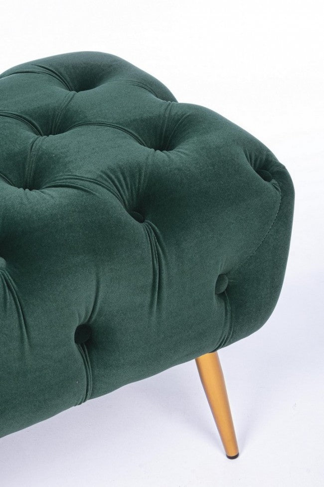 Banco Giacinta efecto terciopelo verde 103x46x40h cm