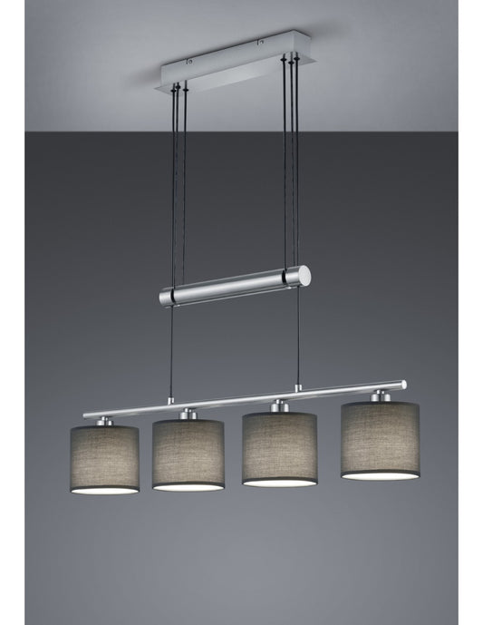 Garda Nichel Suspensión 4 pantallas Tela gris L77 cm Trio Lighting