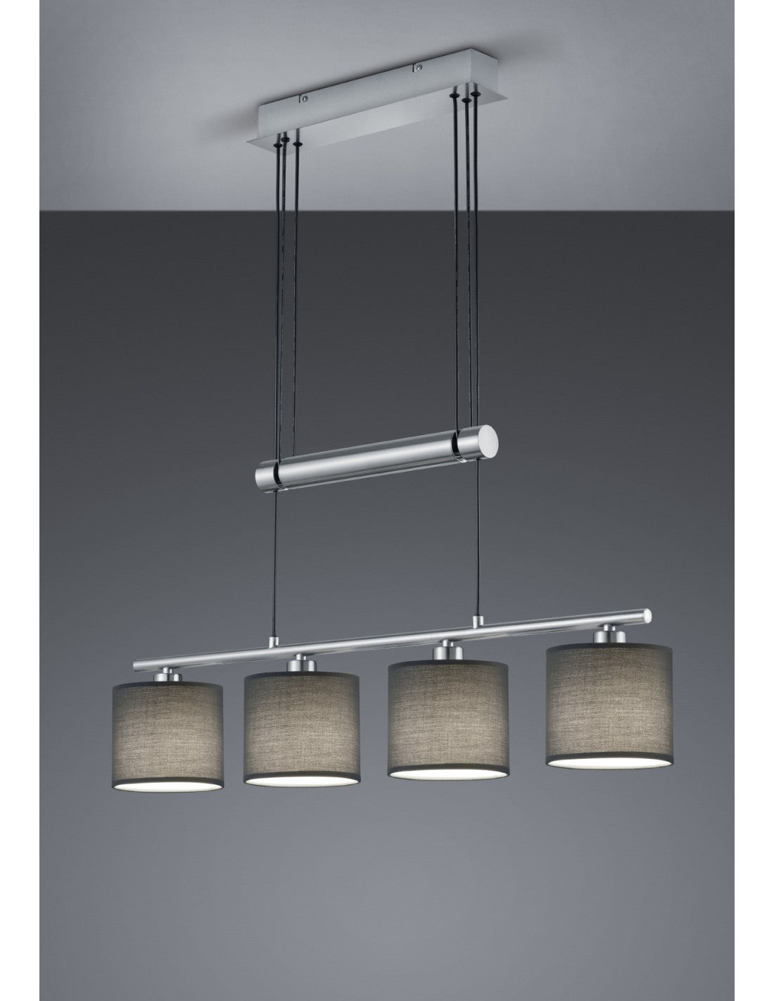 Garda Nichel Suspensión 4 pantallas Tela gris L77 cm Trio Lighting