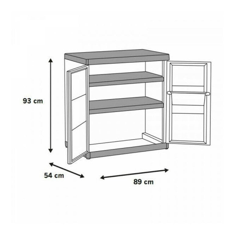 Armario multiusos bajo con dos puertas y dos baldas Beige EXCELLENCE 89x54x h93 cm
