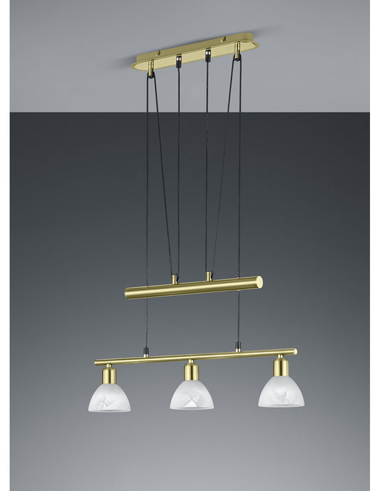 Suspensión moderna 3 luces Rocker Levisto Brass Trio Lighting