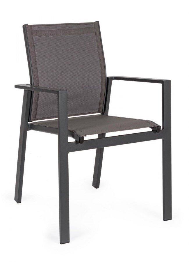 Silla de exterior Crozet con reposabrazos antracita oscuro