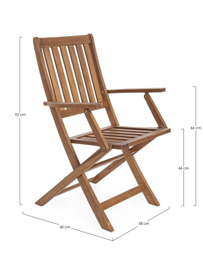 Silla Plegable Mali Con Reposabrazos En Madera De Melamina