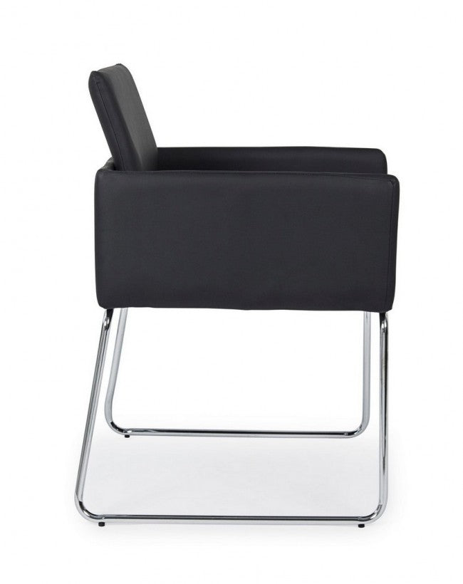 Silla con reposabrazos en símil piel Negro SIXTY 60x54x h80,5 cm