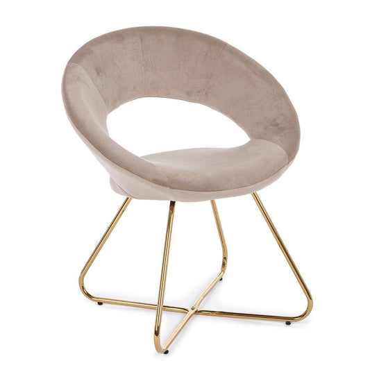 2x Sillón Vanity de terciopelo gris tórtola y patas doradas