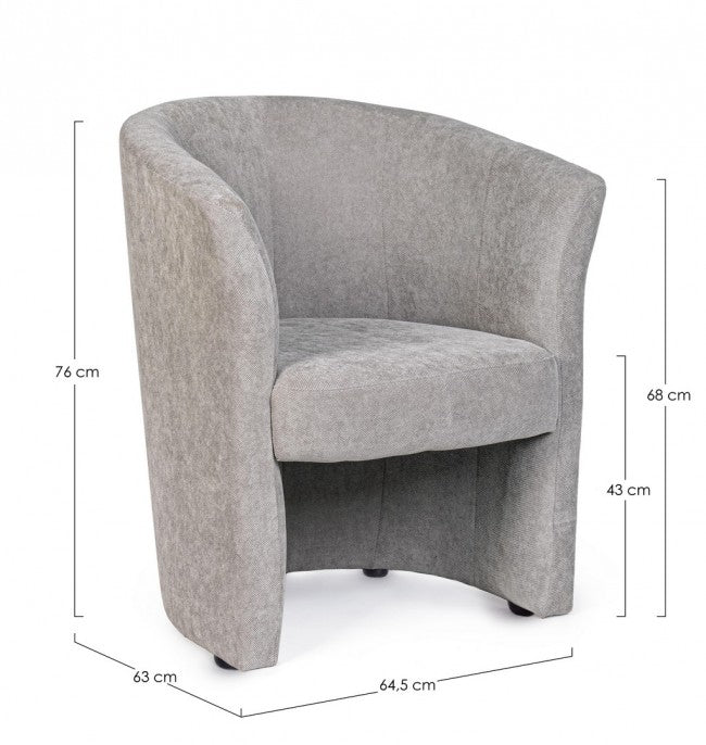 Sillón de madera y tela gris claro BELICE 64,5x63x h76 cm