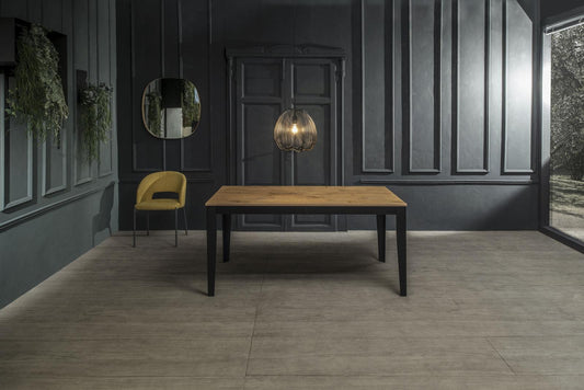 Mesa extensible roble-negro 80 cm x 130- 290 cm Alt. 76 cm