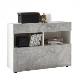 Aparador 1 cajón 1 solapa blanco-cemento cm 111x42xh 82 cm