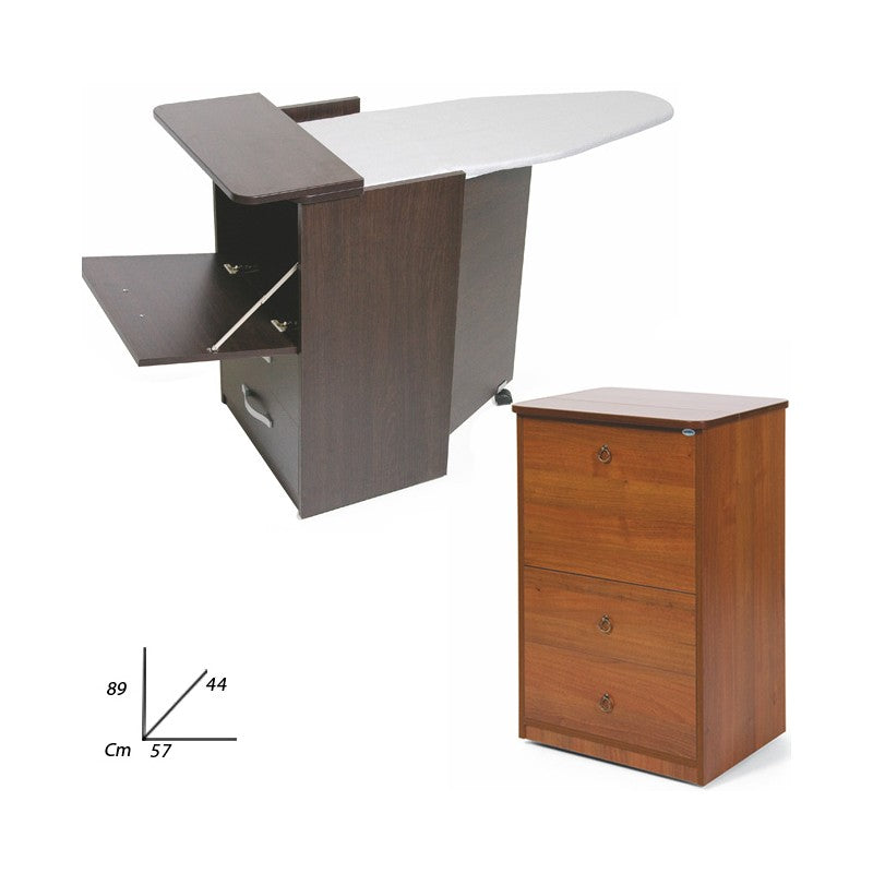 Mueble tabla de planchar Madera revestida de melamina Nogal Antiguo 3 cajones 44x57xH.89 cm