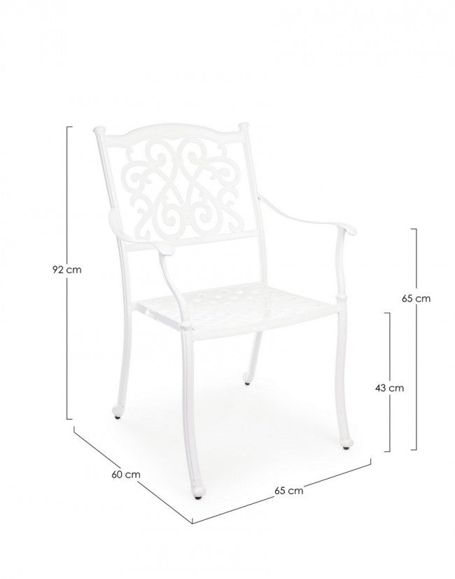 Silla de exterior Ivrea blanca con reposabrazos