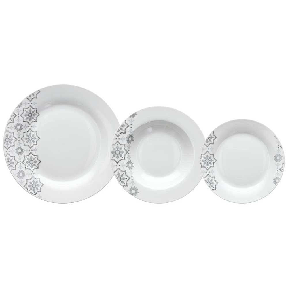 Vajilla 18 Piezas Brina Porcelana Gris