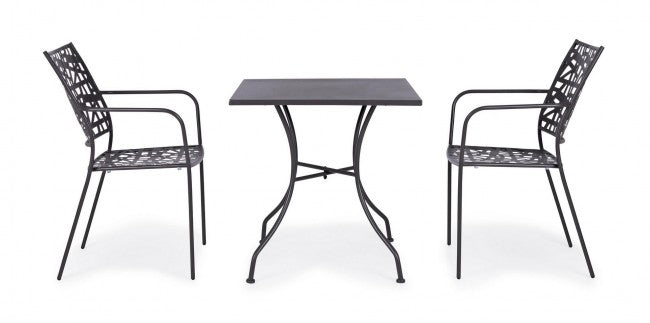 Mesa Kelsie acero antracita 70x70 cm