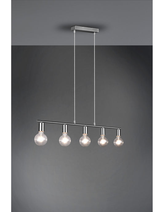 Lámpara colgante 5xE27 Vannes Níquel L82 cm Trio Lighting