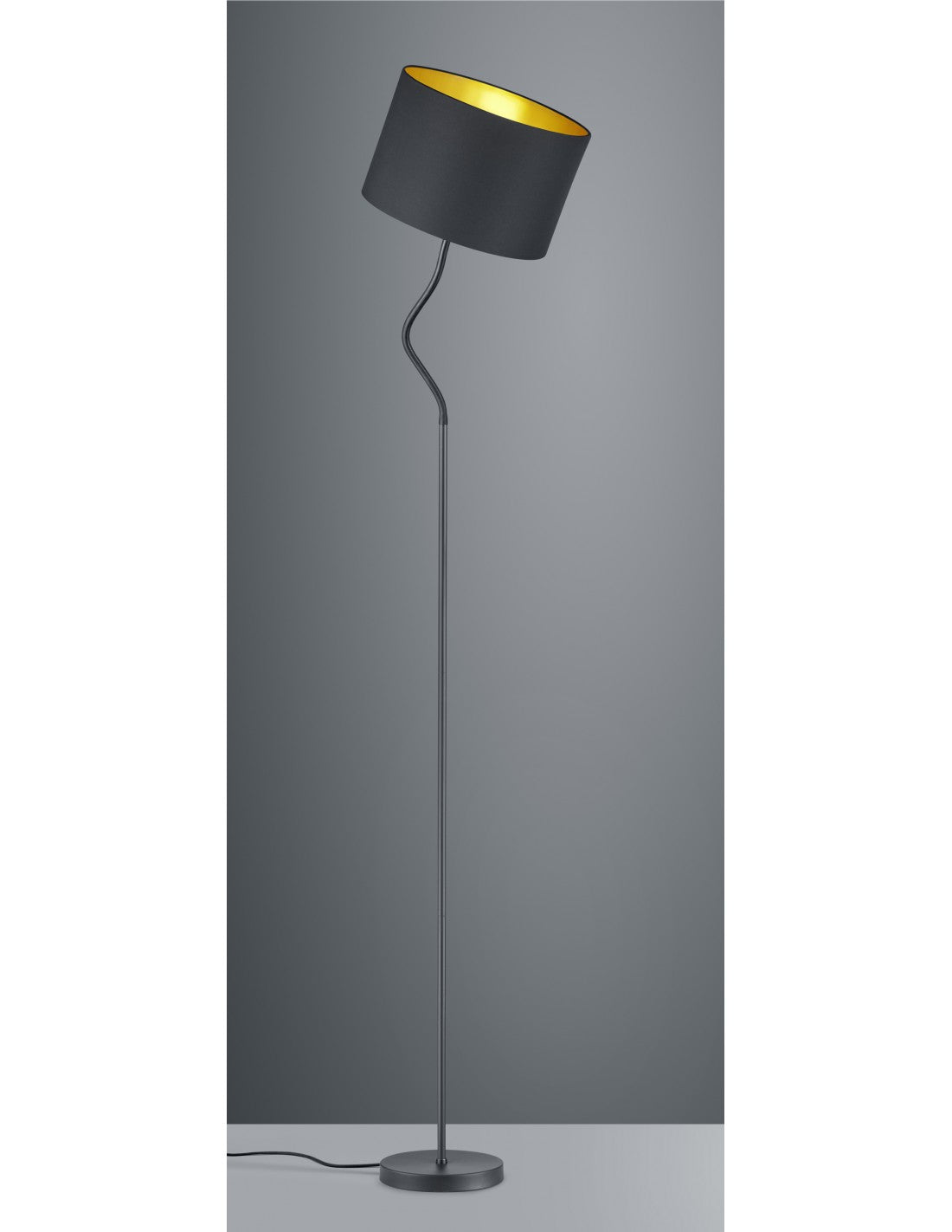 Lámpara de pie Hostel Pantalla ajustable de metal negro-dorado Al. 156 cm Trio Lighting