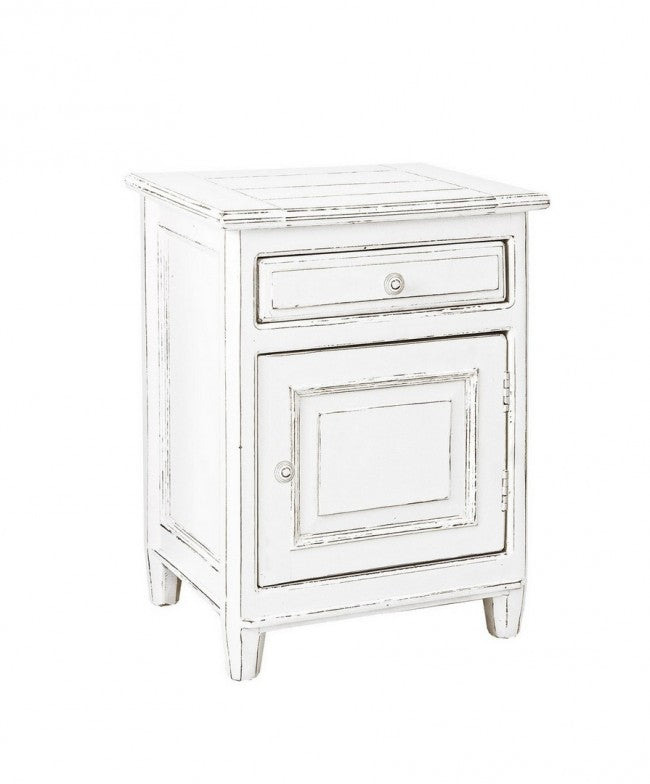 Mesita de noche Colette madera blanca 1 puerta 1 cajón 50 x 40 x 65 cm
