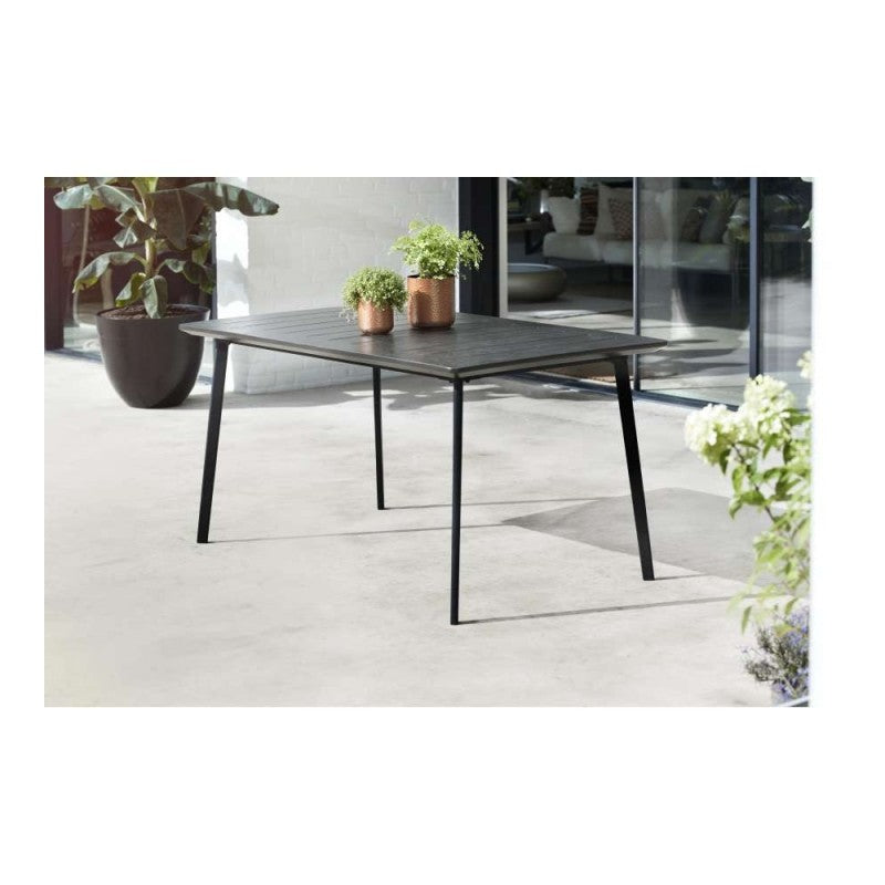 Mesa de jardín exterior en resina plástica grafito rectangular 146x87x75h cm