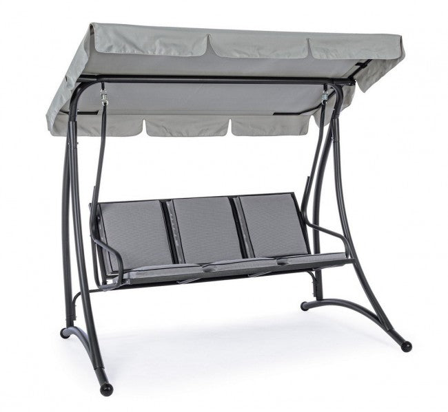Columpio de acero de tres plazas Antracita GRELY 190x120x h185 cm
