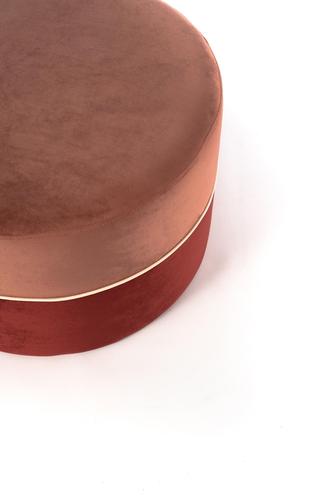 Puf de terciopelo de madera rosa antiguo y burdeos 62 x 62 xh 39 cm