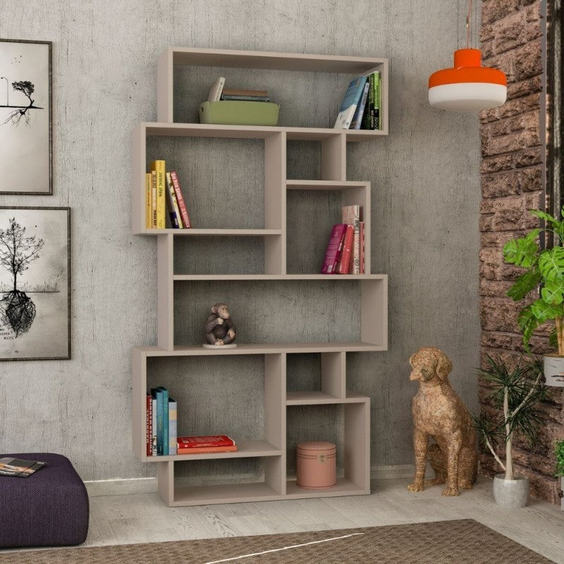 Libreria orizzontale bifacciale tortora Karmato   80,6x29,6xh.191 cm